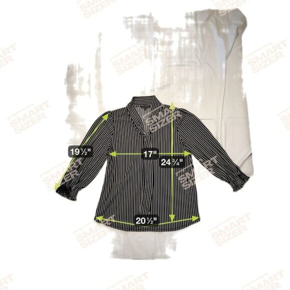 Adrianna Papell Women's Medium Black Striped Three-Quarter Cuff Blouse Shirt 265 - Picture 2 of 7